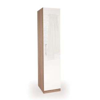 An Image of Kew High Gloss Single Wardrobe White/Natural