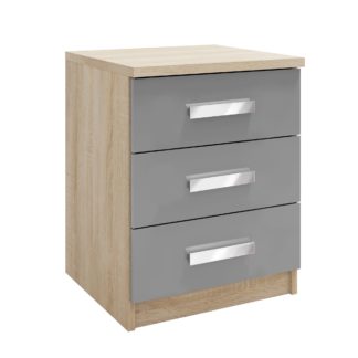 An Image of Genoa 3 Drawer Bedside Grey