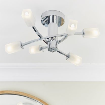 An Image of Endon Havana 6 Light Semi Flush Ceiling Fitting Chrome