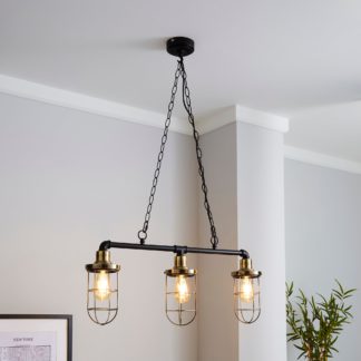 An Image of Milas Pipe Industrial 3 Light Bar Black Diner Ceiling Fitting Black