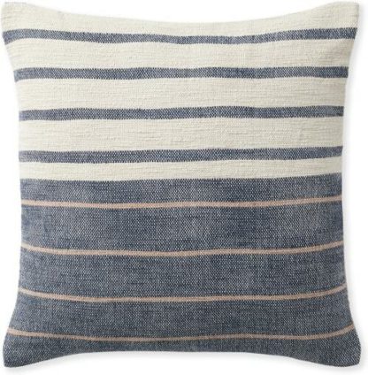 An Image of Banda Woven Stripe Cushion 45 x 45cm, Indigo Blue