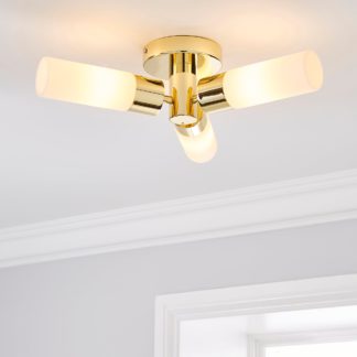 An Image of Porto Bathroom 3 Light Ceiling Fitting Brass Brass