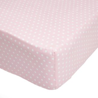 An Image of Pink Polka Dot 25cm Fitted Sheet Pink