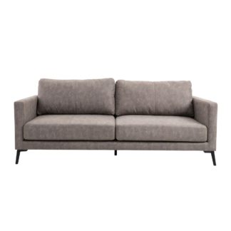 An Image of Frey PU Leather 3 Seater Sofa - Grey Grey