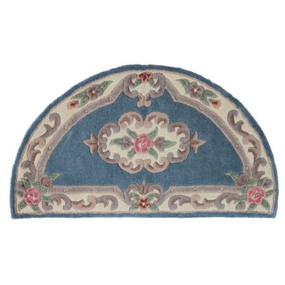 An Image of Lotus Premium Aubusson Half Circle Rug Green