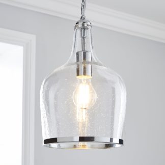 An Image of Lenny 1 Light Pendant Glass Ceiling Fitting Silver