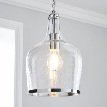 An Image of Lenny 1 Light Pendant Glass Ceiling Fitting Silver
