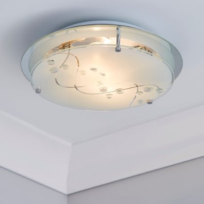 An Image of 2 Light Glass Flush Ceiling Fitting White