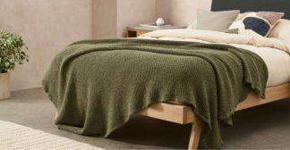 An Image of Grove 100% Stonewashed Cotton Waffle Bedspread,150 x 200cm, Olive