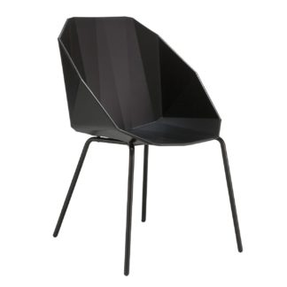 An Image of Ligne Roset Rocher Dining Chair Black/Black Legs