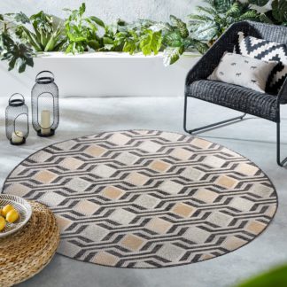 An Image of Harmony Indoor Outdoor Circle Rug Brown and Charcoal