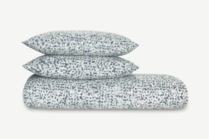 An Image of Zeno Cotton Duvet Cover + 2 Pillowcases, Double, Ink Blue/Soft Blue