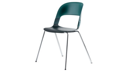 An Image of Fritz Hansen Pair Chair White and Oak Seat Chrome Legs