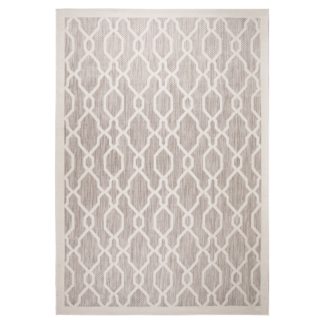 An Image of Indoor Outdoor Mendoza Natural Geometric Rug Brown and White