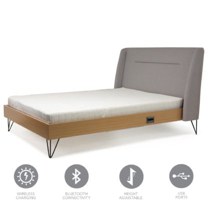 An Image of Snor Smart Bed Frame Grey and Brown