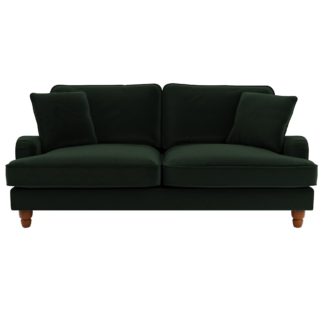 An Image of Beatrice Velvet 3 Seater Sofa Bottle (Green)