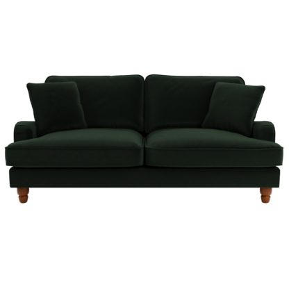 An Image of Beatrice Velvet 3 Seater Sofa Bottle (Green)