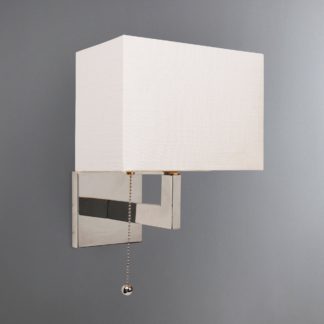 An Image of Satu Rectangular Metal White Wall Light Chrome and White