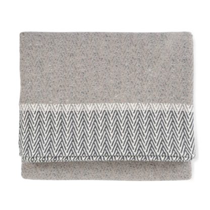 An Image of David Fussenegger Nova Herringbone Throw Black & White