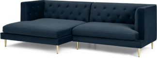 An Image of Goswell Left Hand Facing Chaise End Corner Sofa, Sapphire Velvet