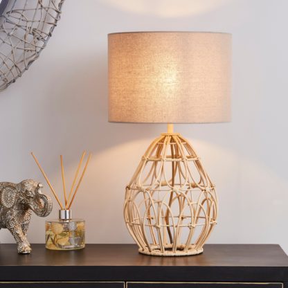 An Image of Decorative Cane Table Lamp Grey Grey