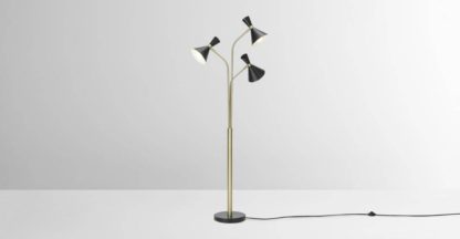 An Image of Axton Triple Head Floor Lamp, Black & Brushed Brass