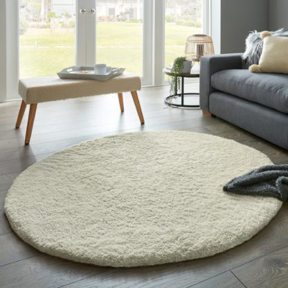 An Image of Cosy Teddy Round Rug Yellow