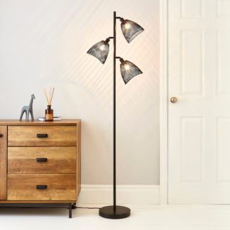 An Image of Jaula 3 Light Black Floor Lamp Black