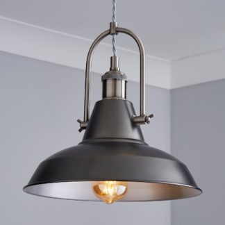An Image of Lucas Industrial 1 Light Pendant Pewter Ceiling Fitting Grey