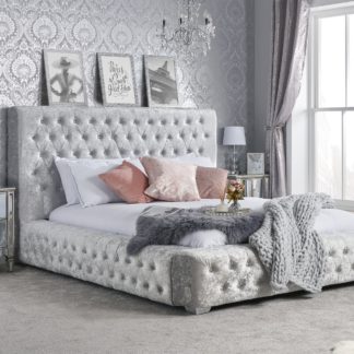 An Image of Grande Crushed Velvet Bed Grey