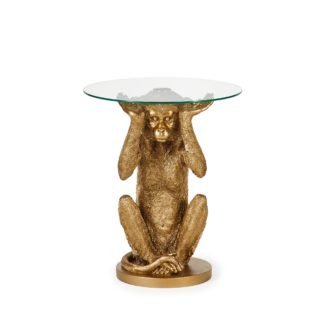 An Image of Monkey Side Table Gold and Clear