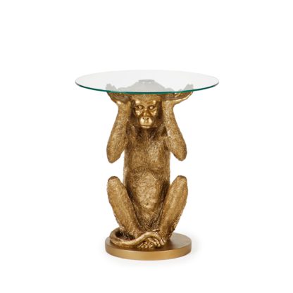 An Image of Monkey Side Table Gold and Clear