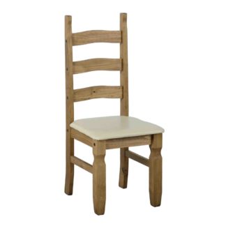 An Image of Corona Pine Pair of Cream Dining Chairs Natural