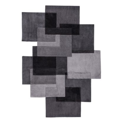 An Image of Grey Squares Shaped Geometric Rug Grey