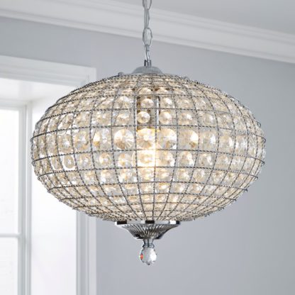 An Image of Felicity 1 Light Pendant Jewel Chrome Ceiling Fitting Clear