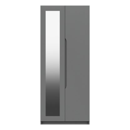 An Image of Legato 2 Door Mirrored Wardrobe Dark Grey