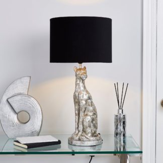 An Image of Leon Leopard Table Lamp Silver