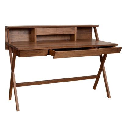 An Image of Riva 1920 Navarra Desk With Top 3 Drawers Walnut
