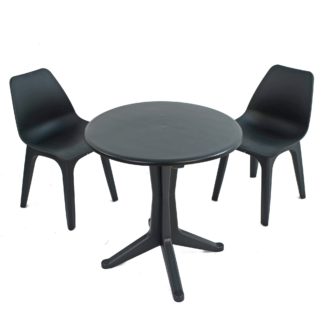 An Image of Levante 2 Seater Anthracite Bistro Set with Eolo Chairs Grey