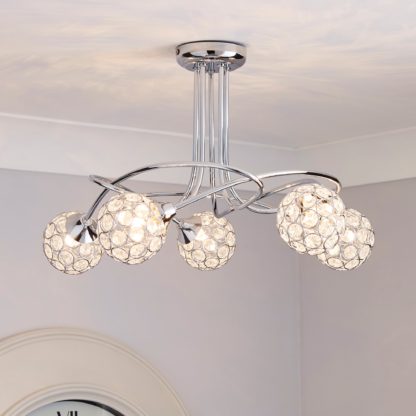 An Image of Sphere 5 Light Chrome Ceiling Fitting Silver