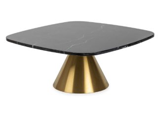 An Image of Heal's Cezanne Square Coffee Table Black Marble Brass Frame
