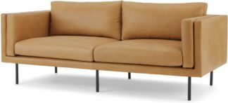 An Image of Savio Large 2 Seater Sofa, Chalk Tan Leather