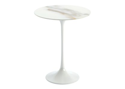 An Image of Knoll Saarinen Round Small Table Arabescato Coated Marble