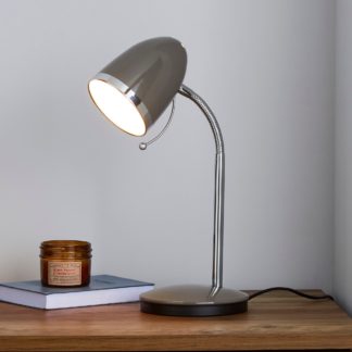 An Image of Tate Grey and Chrome Desk Lamp Grey
