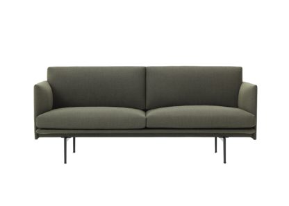 An Image of Muuto Outline 2 Seater Sofa Kvadrat Remix 163 Dark Grey