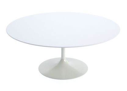 An Image of Knoll Saarinen Round Coffee Table Arabescato Coated Marble