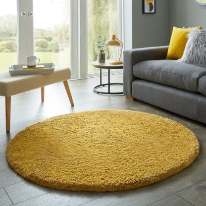 An Image of Cosy Teddy Round Rug Yellow