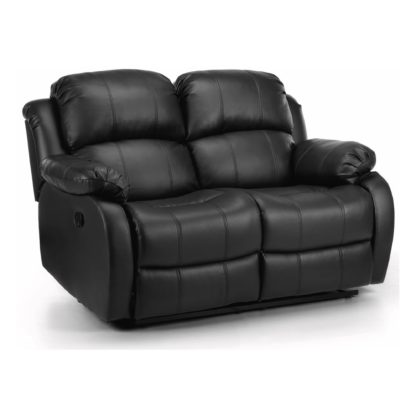 An Image of Anton Bonded Leather Reclining 2 Seater Sofa Black