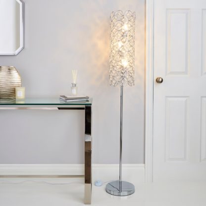 An Image of Arden Jewel Chrome Floor Lamp Chrome, Clear