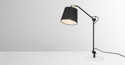 An Image of Ziva Arc Overreach Table Lamp, Black & White Marble